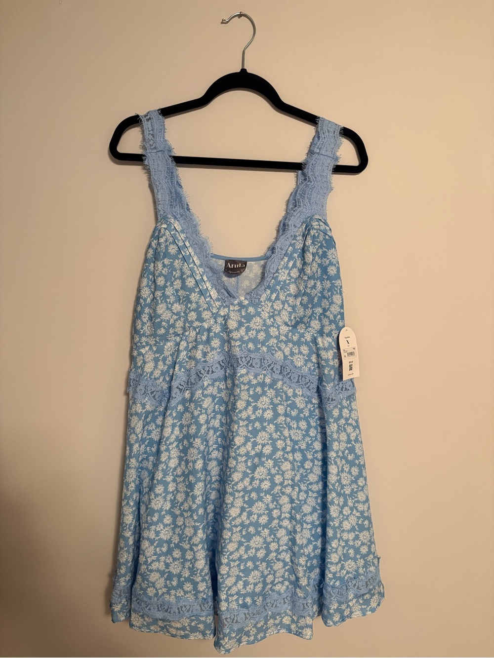 Arula NWT Blue Floral Lace-Trim Dress
